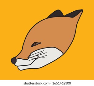 Smiling Fox Face Cartoon Vector Illustration Isolated on Orange Background