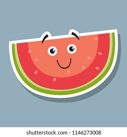 Smiling fresh watermelon fruit organic design template. Fruit concept vector illustration