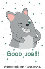 smiling friendly cat approves good job.