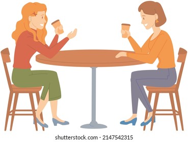 Smiling friends drinking tea at home Happy women laughing and gossiping sit. People spending time together having friendly conversation. Female characters relax and communicate