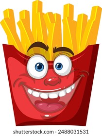 Smiling fries in a red container