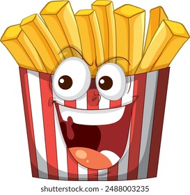 Smiling fries in a striped container