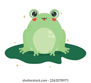 smiling frog illustration over white