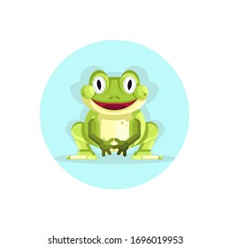 Smiling Frog on Blue Background, Flat Design, Eps 10 Illustration