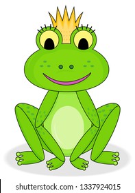 Smiling frog princess vector on white backround