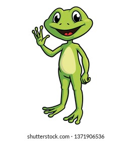 Smiling frog waving hand