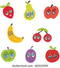 Smiling Fruit Cartoon Vector Illustration