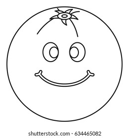 Smiling fruit icon in outline style isolated vector illustration