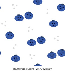 Smiling fruits flat hand drawn seamless pattern. Healthy nutrition cartoon texture. Organic food illustrations. Kids nutrition sketch color clipart. Kitchen textile, background vector fill.