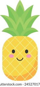 Smiling fruits pineapple cartoon vector style