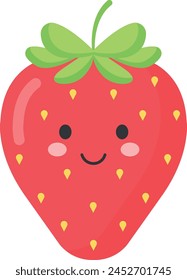 Smiling fruits strawberries cartoon vector style