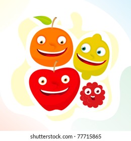 Smiling fruits in vector