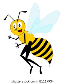 Smiling funny cartoon character bee