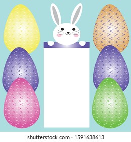Smiling funny cartoon character Rabbit. Template design for banner, invitation, greeting card, poster. happy Easter.
