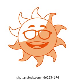 smiling funny cartoon sun with