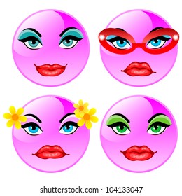 Smiling funny pink four balls. Vector illustration