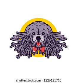 Smiling funny Puli dog vector illustration