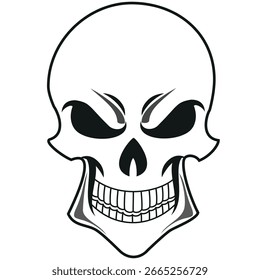 Smiling, funny skull on white background