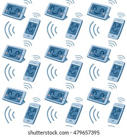 smiling gadgets seamless pattern 