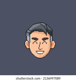 smiling gentlemen head in pixel style