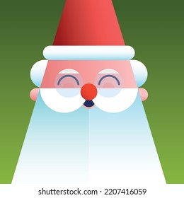 Smiling geometric Santa Claus in glasses. The concept of New Year's holidays.