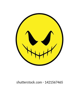 Smiling ghost emoticon. grinning face emoji. horror halloween mascot.