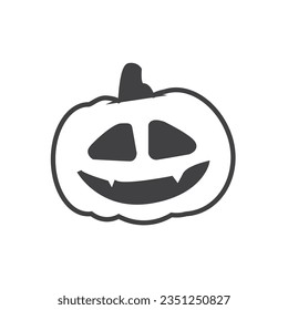 Smiling ghost face at Halloween icon, Halloween scary icons isolated on white background, halloween pumpkin icon, face with scary smile. Happy holiday symbol. Design for fall october party. Vector