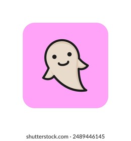Smiling ghost line icon. Positive, content, cute, flying. Halloween concept. Vector illustration can be used for topics like mystery, phantom, costume