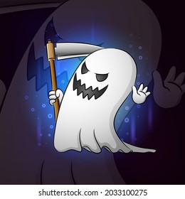The smiling ghost reaper esport mascot design of illustration
