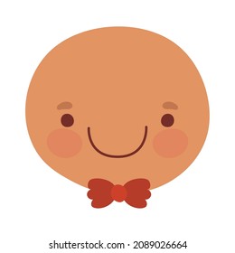 smiling gingerbread man with bow