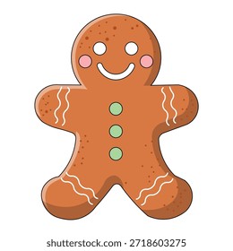 Ilustración de galleta de hombre de jengibre sonriente