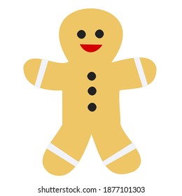 Smiling gingerbread man vector icon