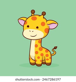 smiling giraffe. flat cartoon style
