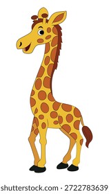 Girafa sorridente sobre fundo branco