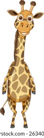 Smiling giraffe standing upright with friendly expression