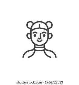 Smiling girl avatar line icon. linear style sign for mobile concept and web design. Young woman person outline vector icon. Symbol, logo illustration. Vector graphics