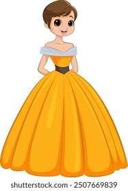 Smiling girl in a beautiful yellow gown