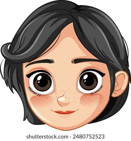 Smiling girl with big eyes and freckles