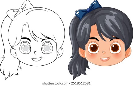 Smiling girl with a blue bow
