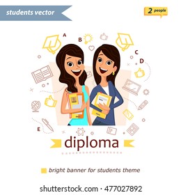 smiling girl and boy with book.Students.Concept of education,training courses,obtaining specialty, university graduation,Modern concepts for web banners,online tutorials, printed,promotional materials