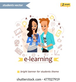 smiling girl and boy with book.Students.Concept of education,training courses,obtaining specialty, university graduation,Modern concepts for web banners,online tutorials, printed,promotional materials