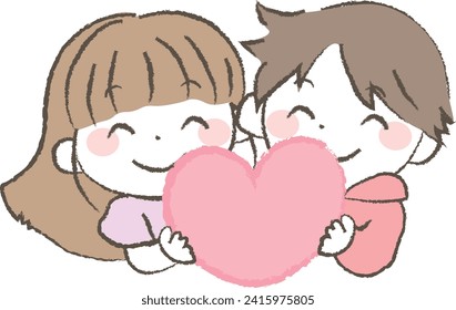 
Smiling girl and boy with hearts 2