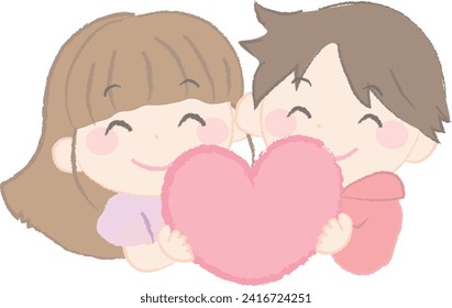 
Smiling girl and boy with hearts 2-2