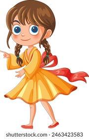 Smiling girl with braids and red ribbon
