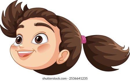 Smiling girl with brown hair and ponytail