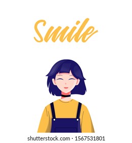 Smiling girl character design illustration