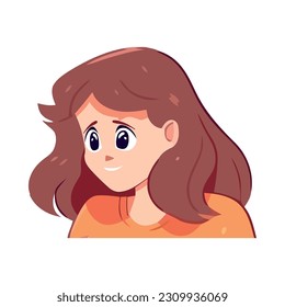 Smiling girl with cute brown hair avatar isolated
