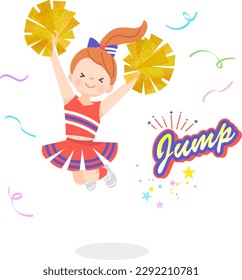 Smiling girl doing cheer dance stock illustration