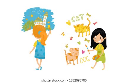 Girl Drawing Clipart Images Stock Photos Vectors Shutterstock