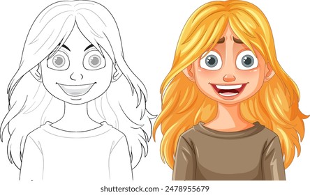 Smiling girl with expressive eyes and blonde hair